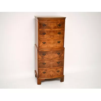 Antique Burr Walnut Brust auf Brust Tallboy