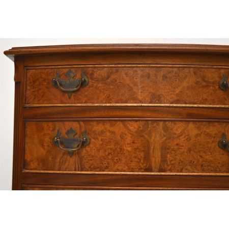 Kleine antike Burr Walnuss Bow Fronted Kommode