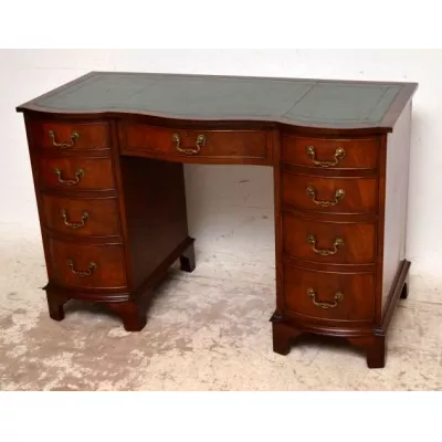 Antiker Flame Mahagoni Schreibtisch Bürotisch Holz Schreibtisch mit Lederschreibtisch
