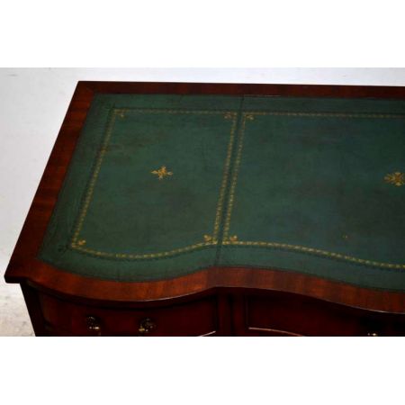 Antiker Flame Mahagoni Schreibtisch Bürotisch Holz Schreibtisch mit Lederschreibtisch