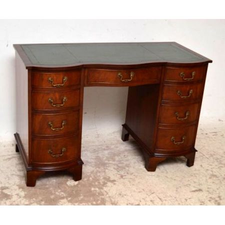 Antiker Flame Mahagoni Schreibtisch Bürotisch Holz Schreibtisch mit Lederschreibtisch