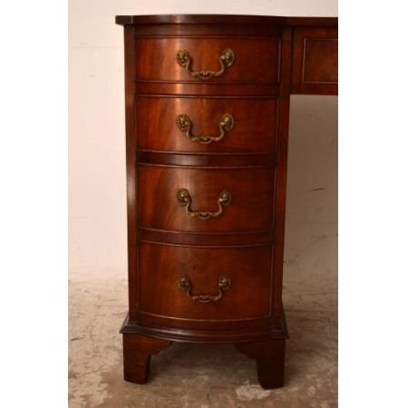 Antiker Flame Mahagoni Schreibtisch Bürotisch Holz Schreibtisch mit Lederschreibtisch