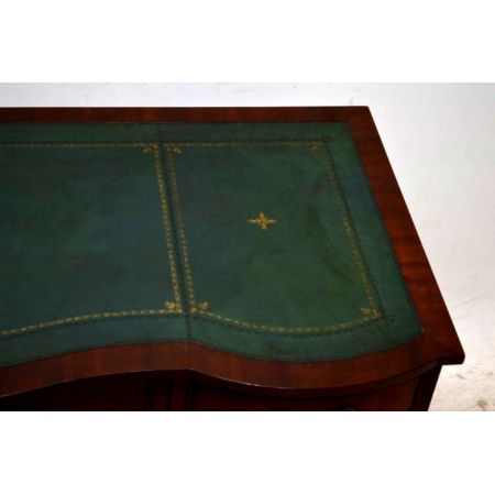 Antiker Flame Mahagoni Schreibtisch Bürotisch Holz Schreibtisch mit Lederschreibtisch