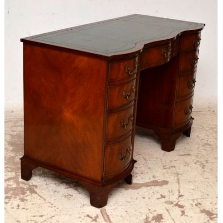 Antiker Flame Mahagoni Schreibtisch Bürotisch Holz Schreibtisch mit Lederschreibtisch