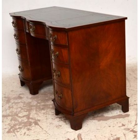 Antiker Flame Mahagoni Schreibtisch Bürotisch Holz Schreibtisch mit Lederschreibtisch