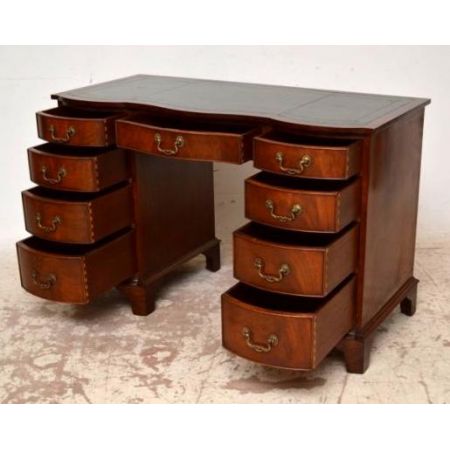 Antiker Flame Mahagoni Schreibtisch Bürotisch Holz Schreibtisch mit Lederschreibtisch