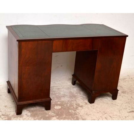 Antiker Flame Mahagoni Schreibtisch Bürotisch Holz Schreibtisch mit Lederschreibtisch