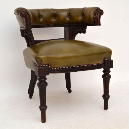 Antiker William IV Mahagoni Ledersessel