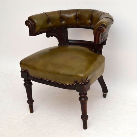 Antiker William IV Mahagoni Ledersessel