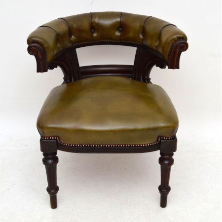 Antiker William IV Mahagoni Ledersessel