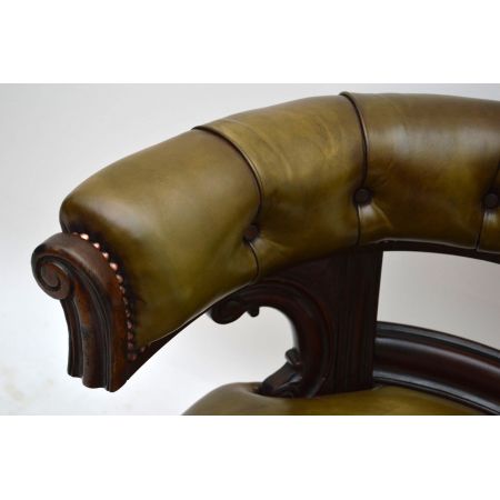 Antiker William IV Mahagoni Ledersessel