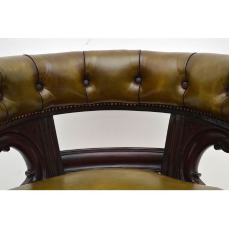 Antiker William IV Mahagoni Ledersessel