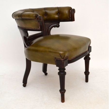 Antiker William IV Mahagoni Ledersessel