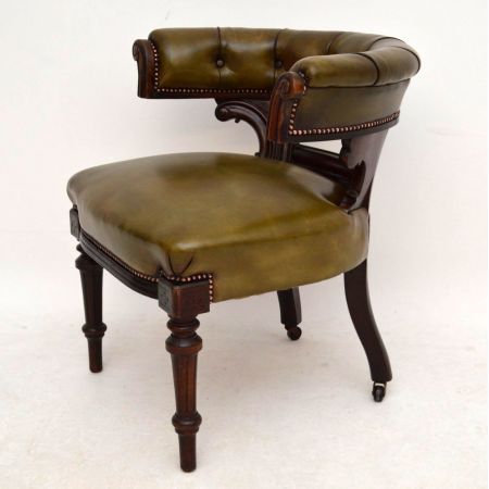 Antiker William IV Mahagoni Ledersessel