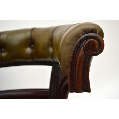 Antiker William IV Mahagoni Ledersessel