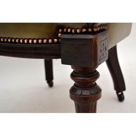 Antiker William IV Mahagoni Ledersessel