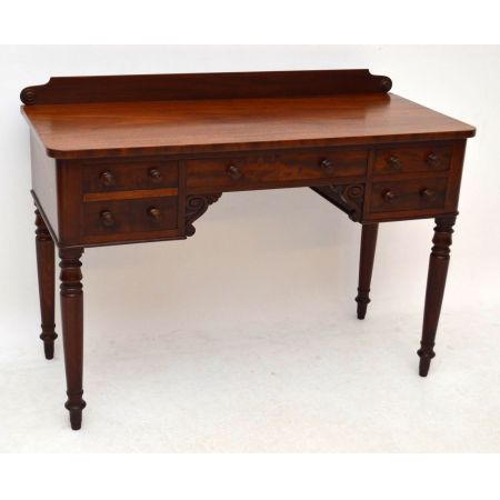 Antiker William IV Mahagoni Schreibtisch Bürotisch aus Holz Beistelltisch