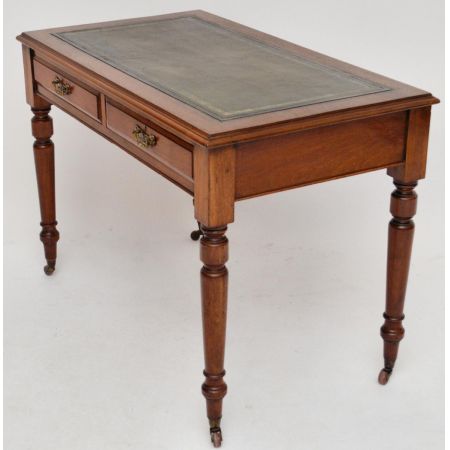 Antiker Victorian Mahogani Schreibtisch mit Lederschreibfläche