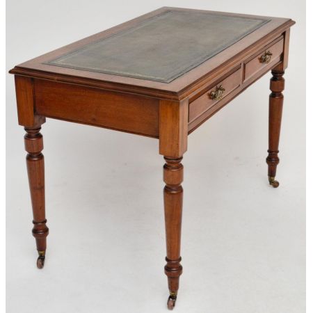 Antiker Victorian Mahogani Schreibtisch mit Lederschreibfläche