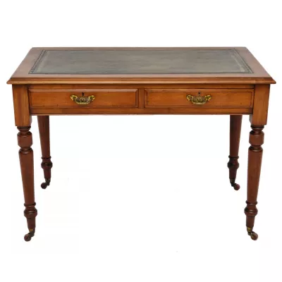 Antiker Victorian Mahogani Schreibtisch mit Lederschreibfläche