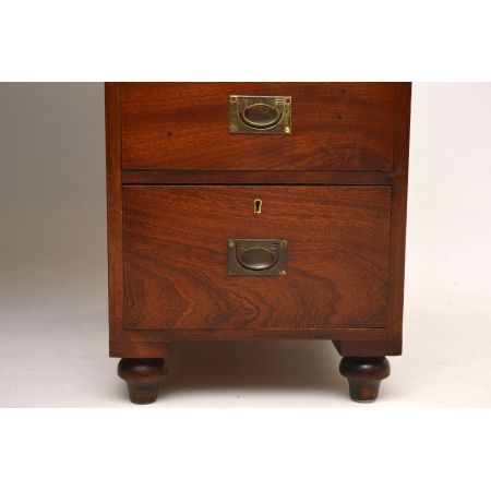 Antiker Mahagoni Leder Top Campaign Schreibtisch