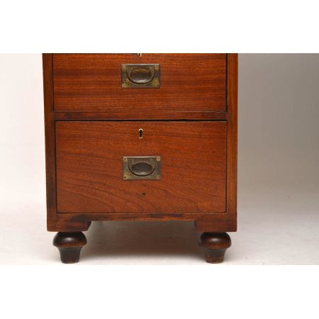 Antiker Mahagoni Leder Top Campaign Schreibtisch