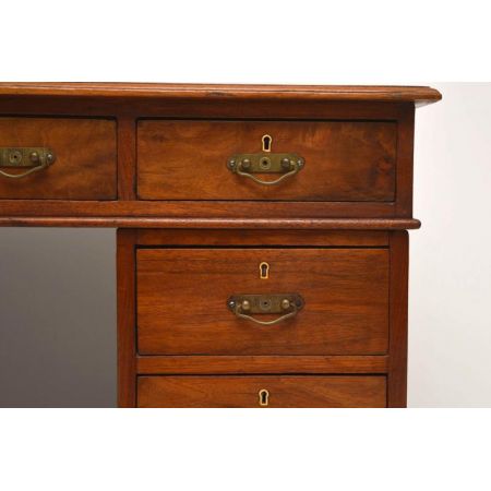 Antiker Victorian Nussbaum Leder Schreibtisch