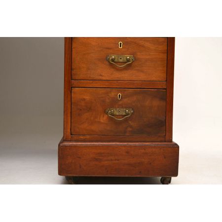 Antiker Victorian Nussbaum Leder Schreibtisch