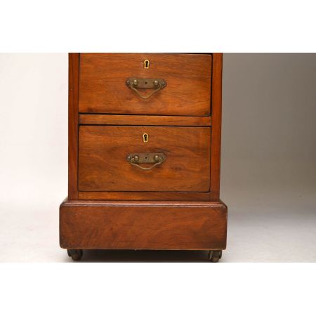 Antiker Victorian Nussbaum Leder Schreibtisch