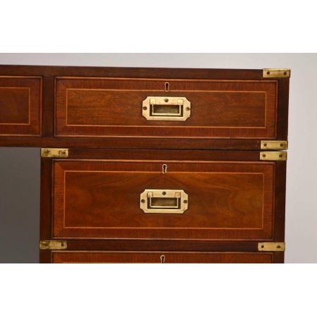 Antiker Campaign Leder-Schreibtisch