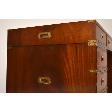 Antiker Campaign Leder-Schreibtisch