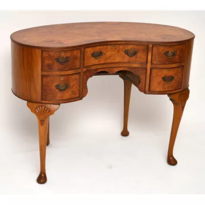 Antiker Burr Nussbaum Kidney Schreibtisch /Frisierkommode