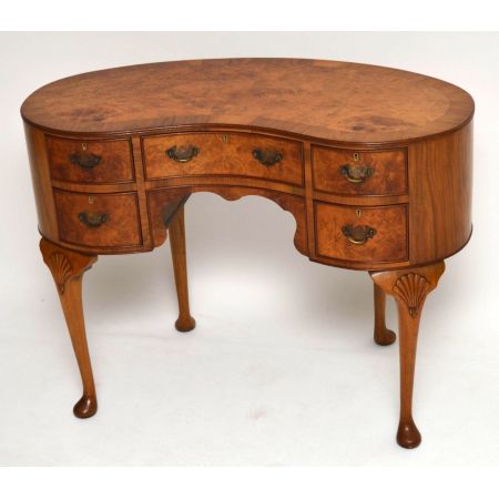 Antiker Burr Nussbaum Kidney Schreibtisch /Frisierkommode