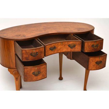 Antiker Burr Nussbaum Kidney Schreibtisch /Frisierkommode