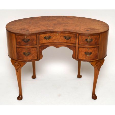 Antiker Burr Nussbaum Kidney Schreibtisch /Frisierkommode