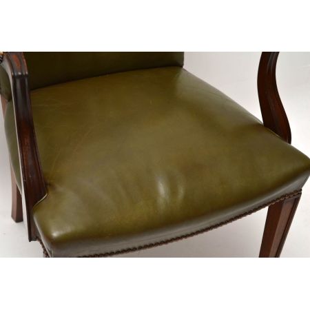 Antiker Mahagoni und Leder Schreibtischstuhl / Sessel