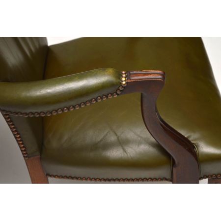 Antiker Mahagoni und Leder Schreibtischstuhl / Sessel