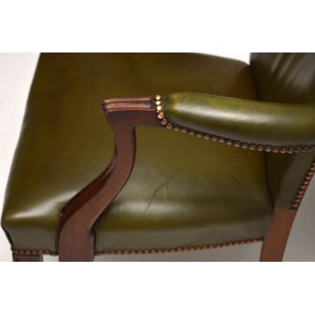 Antiker Mahagoni und Leder Schreibtischstuhl / Sessel