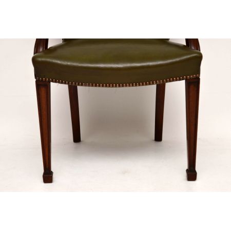 Antiker Mahagoni und Leder Schreibtischstuhl / Sessel