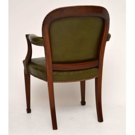 Antiker Mahagoni und Leder Schreibtischstuhl / Sessel