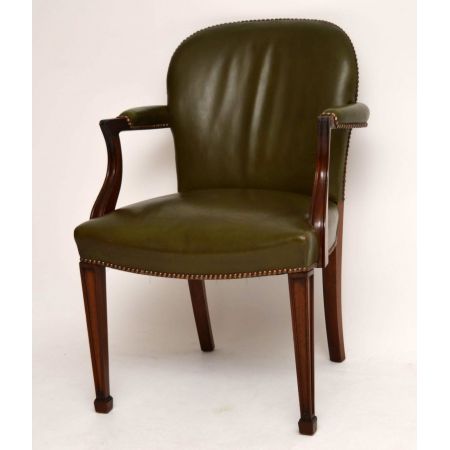 Antiker Mahagoni und Leder Schreibtischstuhl / Sessel