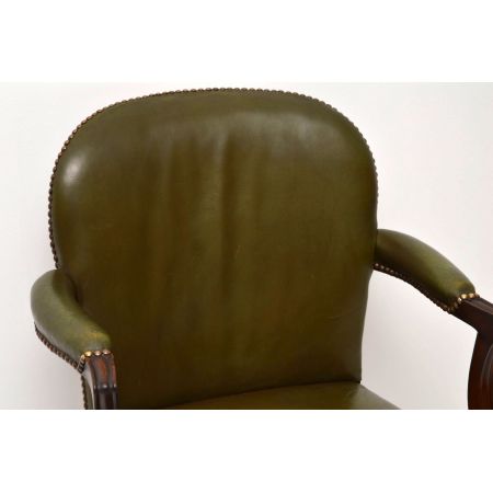 Antiker Mahagoni und Leder Schreibtischstuhl / Sessel