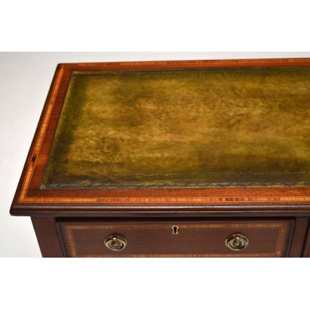 Antiker Edwardian Intarsien Mahagoni Schreibtisch