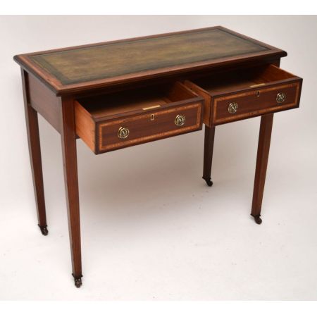 Antiker Edwardian Intarsien Mahagoni Schreibtisch