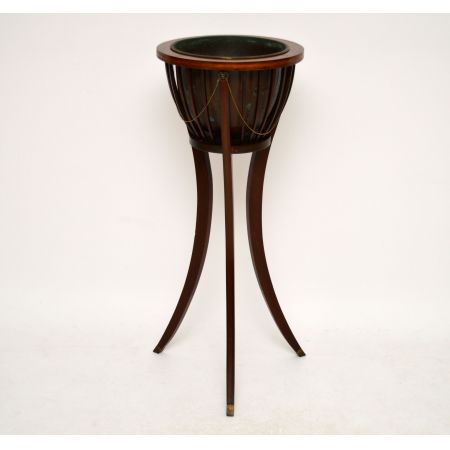 Antiker Mahagoni Blumenständer Jardinere