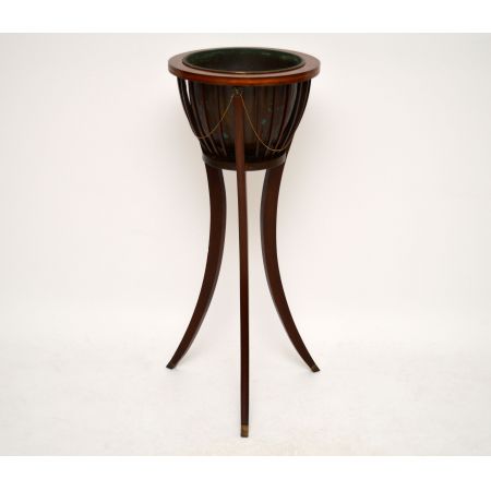 Antiker Mahagoni Blumenständer Jardinere