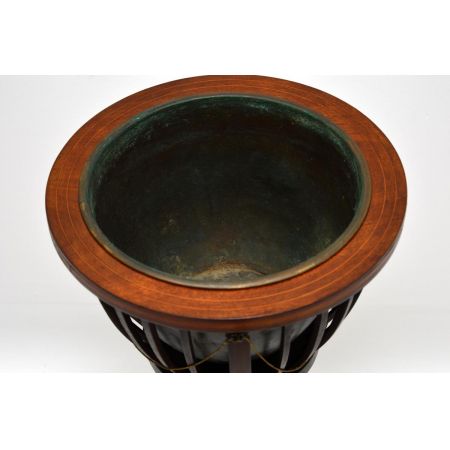 Antiker Mahagoni Blumenständer Jardinere