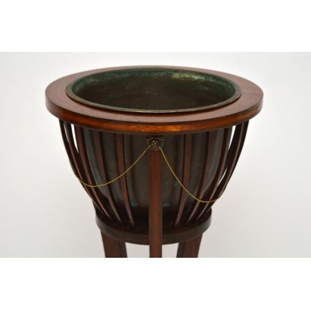 Antiker Mahagoni Blumenständer Jardinere