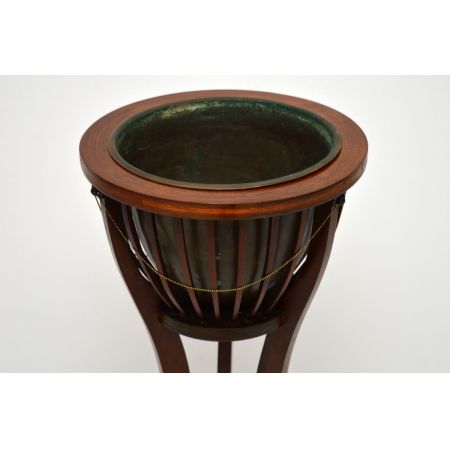 Antiker Mahagoni Blumenständer Jardinere