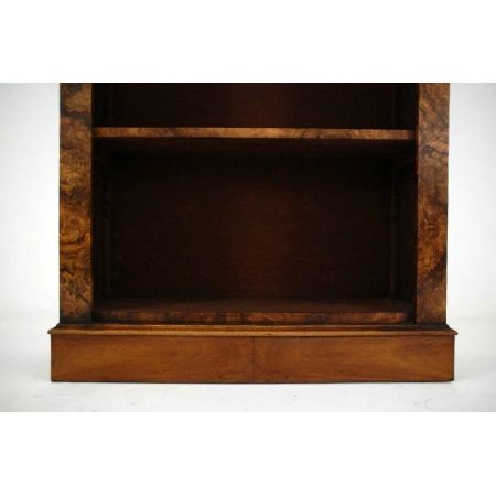 Antiker Victorian Burr Nussbaum Offener Bücherregal